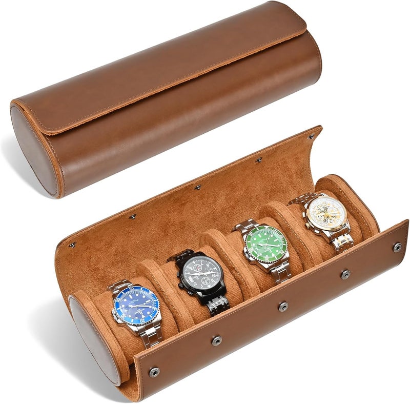 ROSELLE Watch Roll Travel Case for Men and Women - 4 Watch Storage and Organizer - Secure Storage with Innovative Removable Pillows & Solid Dividers for Home, Travel and Display - Image 1